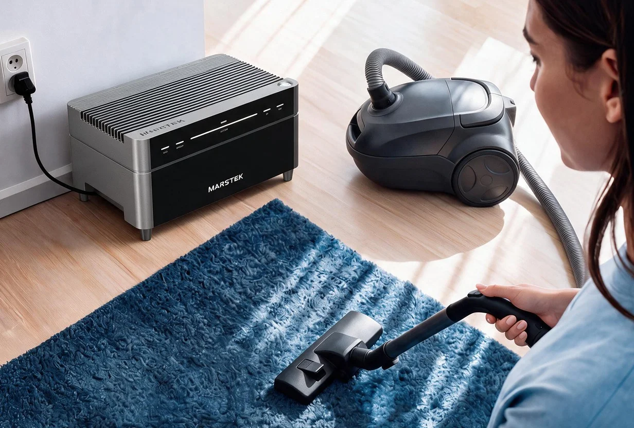 Wohnzimmer mit Rabot Flow Batteriespeicher