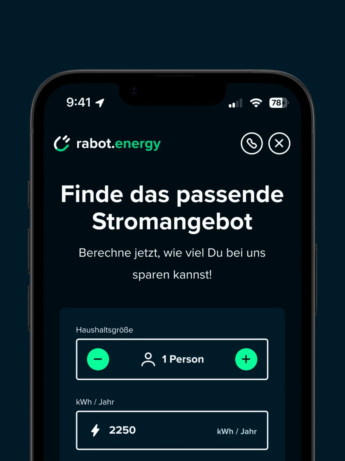 Tarifrechner der Rabot Energy App