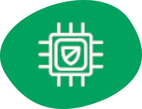 Ein Chip auf grünem Ovalen Hintergrund, Innovativ Karriere
