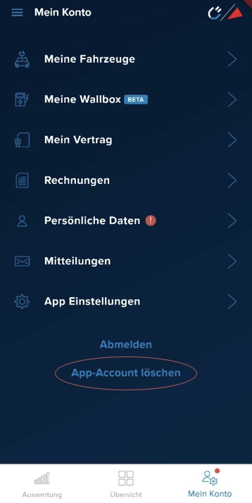 Ein Screenshot aus der Rabot Charge App für B2B Partner im Bereich Strom