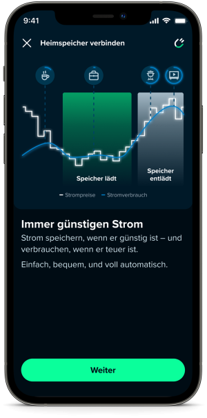 App-Screenshot zur Einrichtung eines Stromspeichers ohne PV